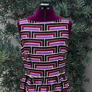 Kate Spade x Florence Broadhurst "Carolyn" Geometric Fit & Flare SILK Dress sz10